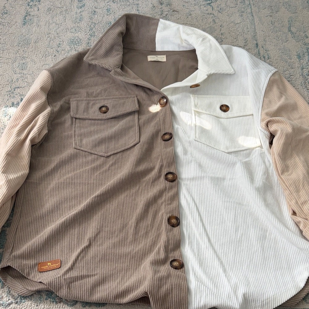 Simply Southern Brown and White Button-Up Top